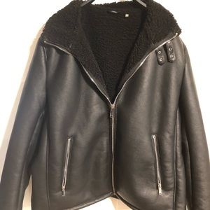 Karl Lagerfeld Buckle Collar Moto Jacket